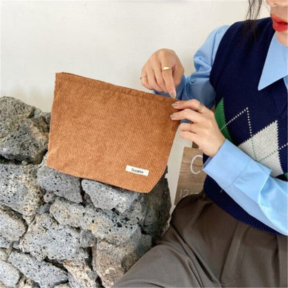 Versatile Corduroy Cosmetic Bag: Stylish, Spacious, and Multifunctional for Travel and Everyday Use - Charm Trove