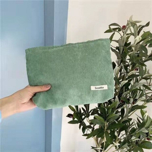 Versatile Corduroy Cosmetic Bag: Stylish, Spacious, and Multifunctional for Travel and Everyday Use - Charm Trove