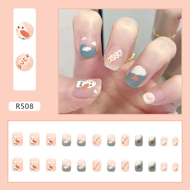 Express Your Playful Side with 24P Cute Childlike Rainbow Nail Art - Charm Trove