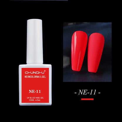 15ml Gel Nail Polish Semi Permanent Neon Color Hybrid Varnishes Nails Art Soak Off UV LED Gel Lacquer For Manicures Long Lasting