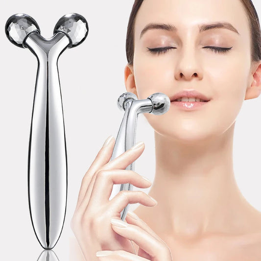 3D Face lift Roller Massager Massage Instrument 360 Rotate Roller Massager Y Shape For Face Lifting Wrinkle Remover Silvery