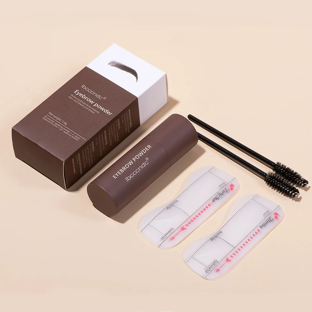 Professional One Step Eyebrow Stamp Shaping Kit Eye Brow Stamp Makeup Kit with 2 Eyebrow Brush Brown Eyebrow Powder Seal