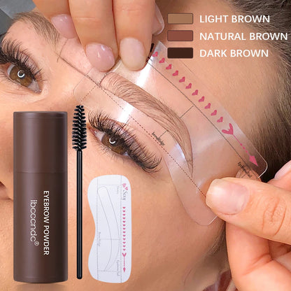 Professional One Step Eyebrow Stamp Shaping Kit Eye Brow Stamp Makeup Kit with 2 Eyebrow Brush Brown Eyebrow Powder Seal