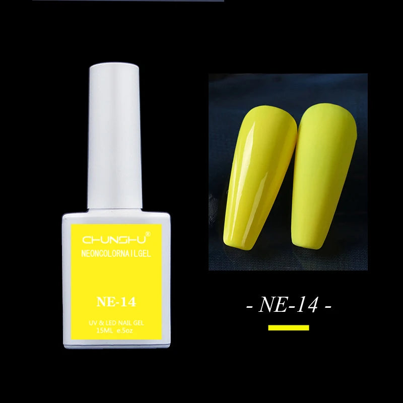 15ml Gel Nail Polish Semi Permanent Neon Color Hybrid Varnishes Nails Art Soak Off UV LED Gel Lacquer For Manicures Long Lasting