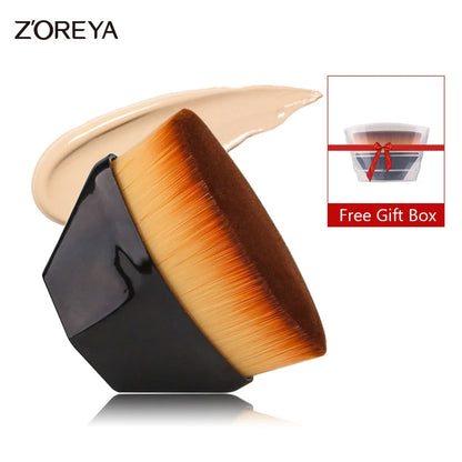 Zoreya Foundation Makeup Brush Flat Top Kabuki Hexagon Face Blush Powder Foundation Brush for Cream or Flawless-Powder Cosmetics