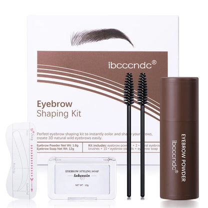 Professional One Step Eyebrow Stamp Shaping Kit Eye Brow Stamp Makeup Kit with 2 Eyebrow Brush Brown Eyebrow Powder Seal