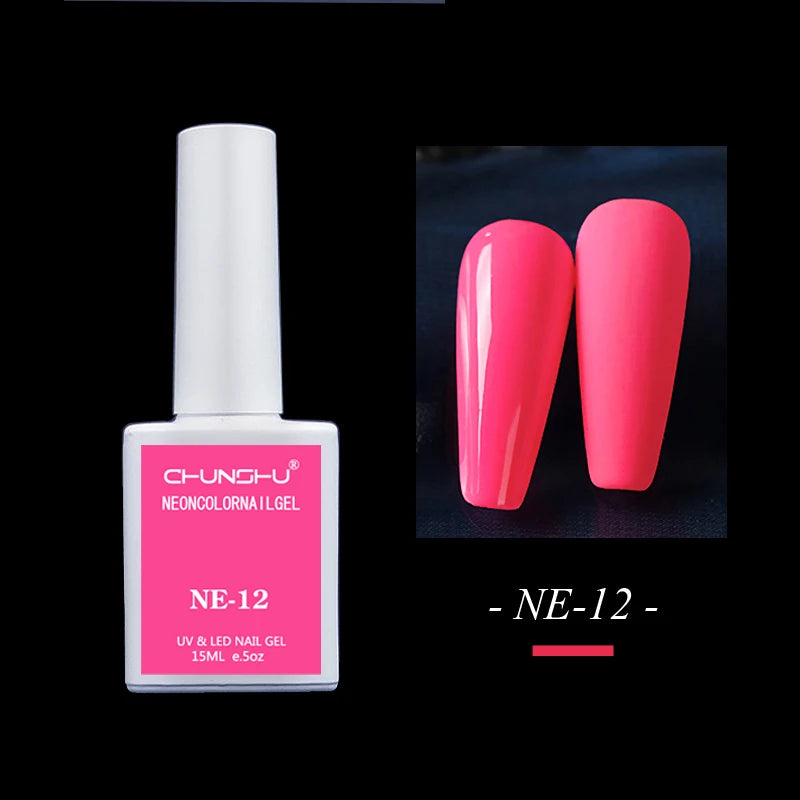 15ml Gel Nail Polish Semi Permanent Neon Color Hybrid Varnishes Nails Art Soak Off UV LED Gel Lacquer For Manicures Long Lasting