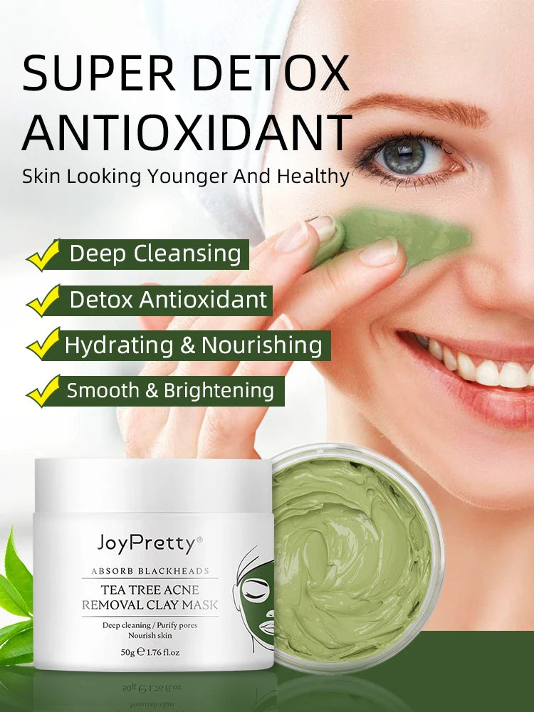 JoyPretty Tea Tree Acne Treatment Facial Mask Shrink Pores Cleaning Blackhead Remove Oil Control Pimple Skin Care Face Clay Mask