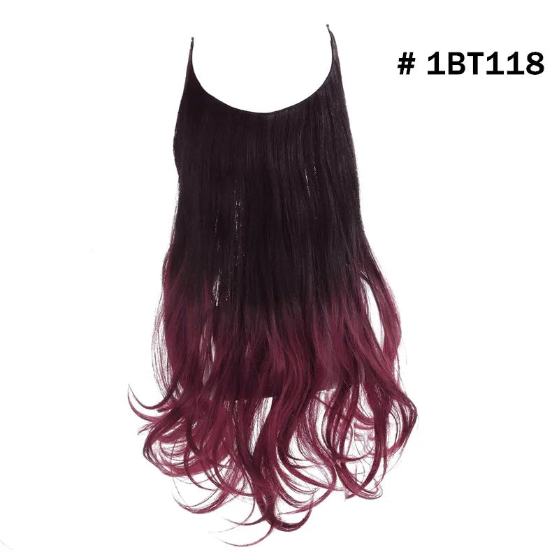 Synthetic Hair Extensions No Clip in Ombre Blonde Black Pink  Natural False Artificial Hair Piece For Women 14" 16" 18" 22"