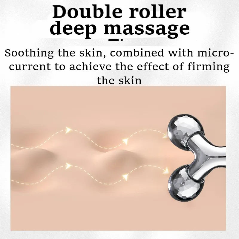 3D Face lift Roller Massager Massage Instrument 360 Rotate Roller Massager Y Shape For Face Lifting Wrinkle Remover Silvery