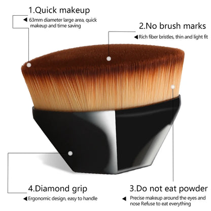 Zoreya Foundation Makeup Brush Flat Top Kabuki Hexagon Face Blush Powder Foundation Brush for Cream or Flawless-Powder Cosmetics