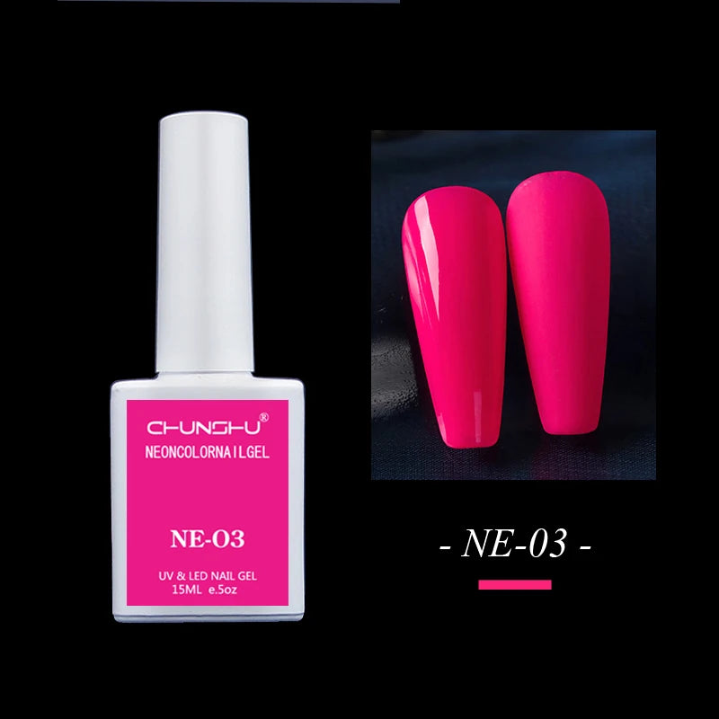 15ml Gel Nail Polish Semi Permanent Neon Color Hybrid Varnishes Nails Art Soak Off UV LED Gel Lacquer For Manicures Long Lasting