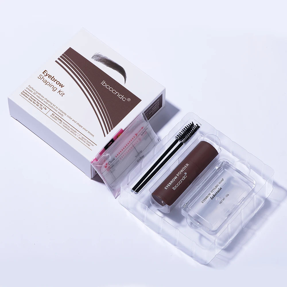 Professional One Step Eyebrow Stamp Shaping Kit Eye Brow Stamp Makeup Kit with 2 Eyebrow Brush Brown Eyebrow Powder Seal