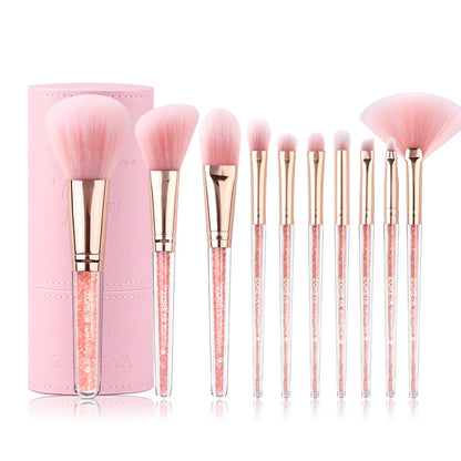 Zoreya Brand Concealer Blending Professional Makeup Brushes 10pcs Soft Synthetic Hair Blush Foundation Eye Shadow Fan Brush