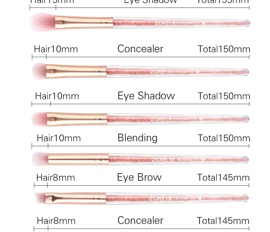 Zoreya Brand Concealer Blending Professional Makeup Brushes 10pcs Soft Synthetic Hair Blush Foundation Eye Shadow Fan Brush