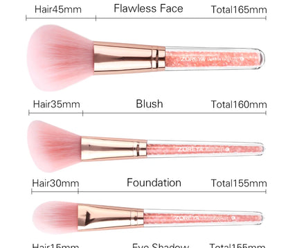 Zoreya Brand Concealer Blending Professional Makeup Brushes 10pcs Soft Synthetic Hair Blush Foundation Eye Shadow Fan Brush