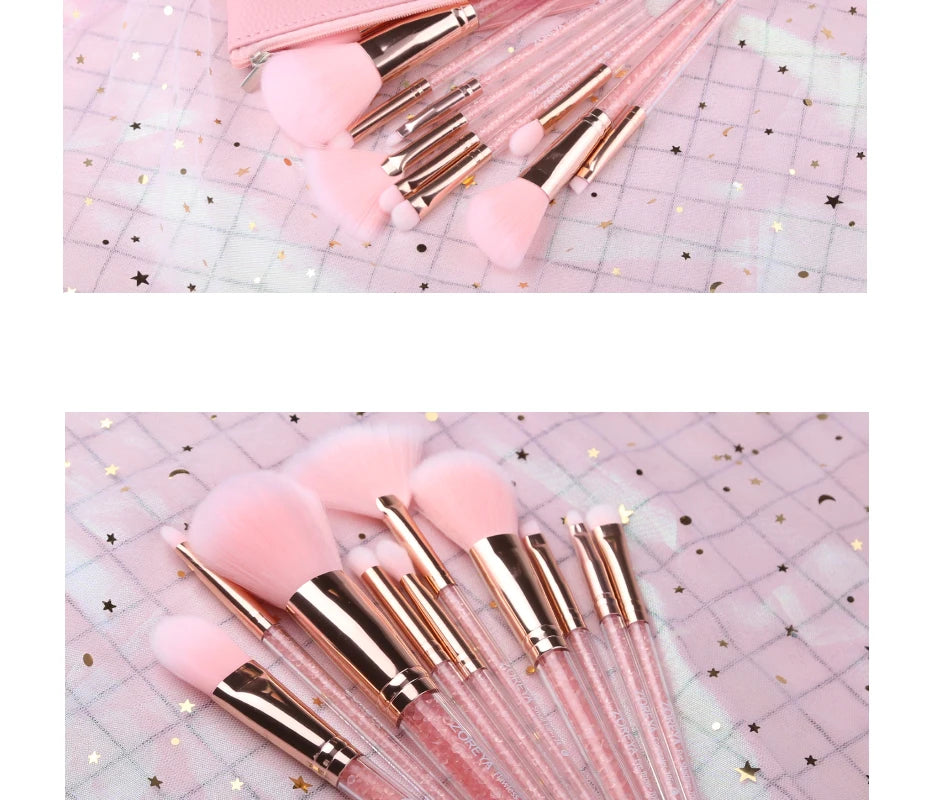 Zoreya Brand Concealer Blending Professional Makeup Brushes 10pcs Soft Synthetic Hair Blush Foundation Eye Shadow Fan Brush