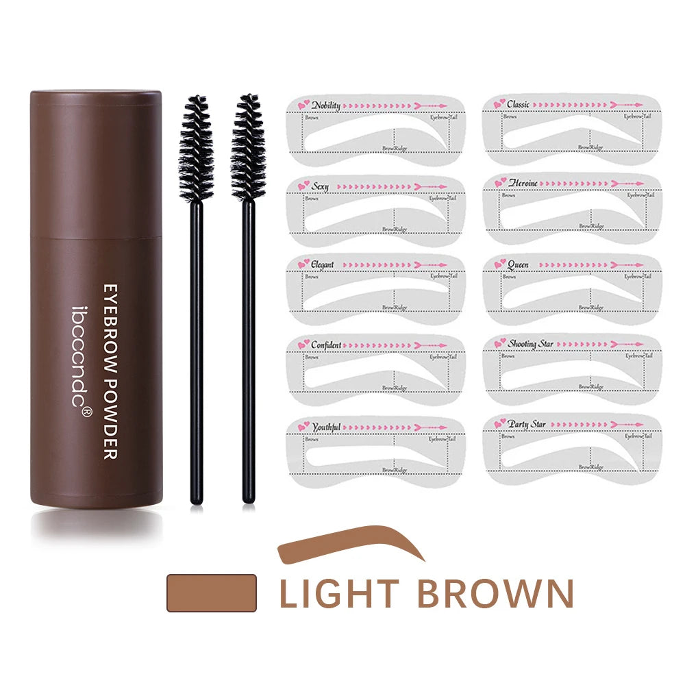 Professional One Step Eyebrow Stamp Shaping Kit Eye Brow Stamp Makeup Kit with 2 Eyebrow Brush Brown Eyebrow Powder Seal