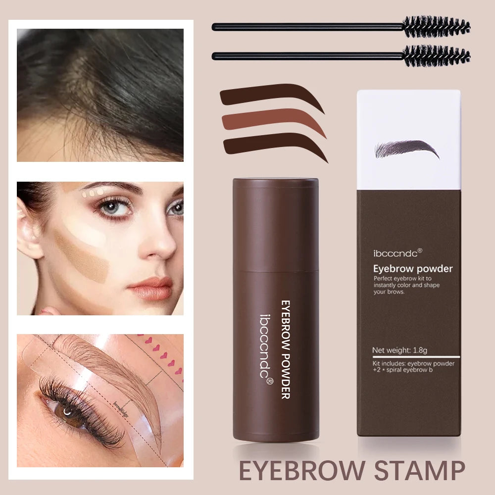 Professional One Step Eyebrow Stamp Shaping Kit Eye Brow Stamp Makeup Kit with 2 Eyebrow Brush Brown Eyebrow Powder Seal