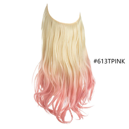 Synthetic Hair Extensions No Clip in Ombre Blonde Black Pink  Natural False Artificial Hair Piece For Women 14" 16" 18" 22"