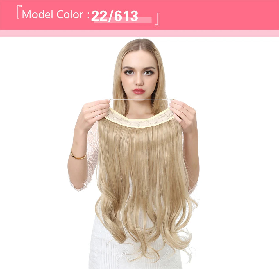 Synthetic Hair Extensions No Clip in Ombre Blonde Black Pink  Natural False Artificial Hair Piece For Women 14" 16" 18" 22"