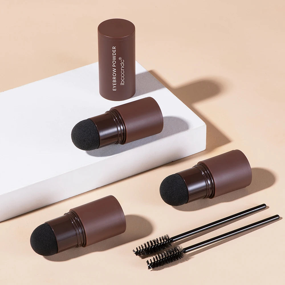 Professional One Step Eyebrow Stamp Shaping Kit Eye Brow Stamp Makeup Kit with 2 Eyebrow Brush Brown Eyebrow Powder Seal