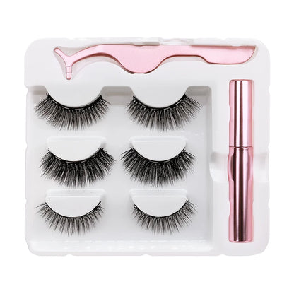 Magnet Lashes Magnetic Eyelashes 3D False Mink Eyelashes Magnetic Reusable Liquid Eyeliner&Magnetic False Eyelashes &Tweezer Set