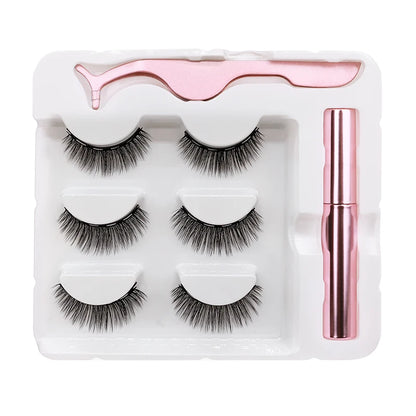 Magnet Lashes Magnetic Eyelashes 3D False Mink Eyelashes Magnetic Reusable Liquid Eyeliner&Magnetic False Eyelashes &Tweezer Set