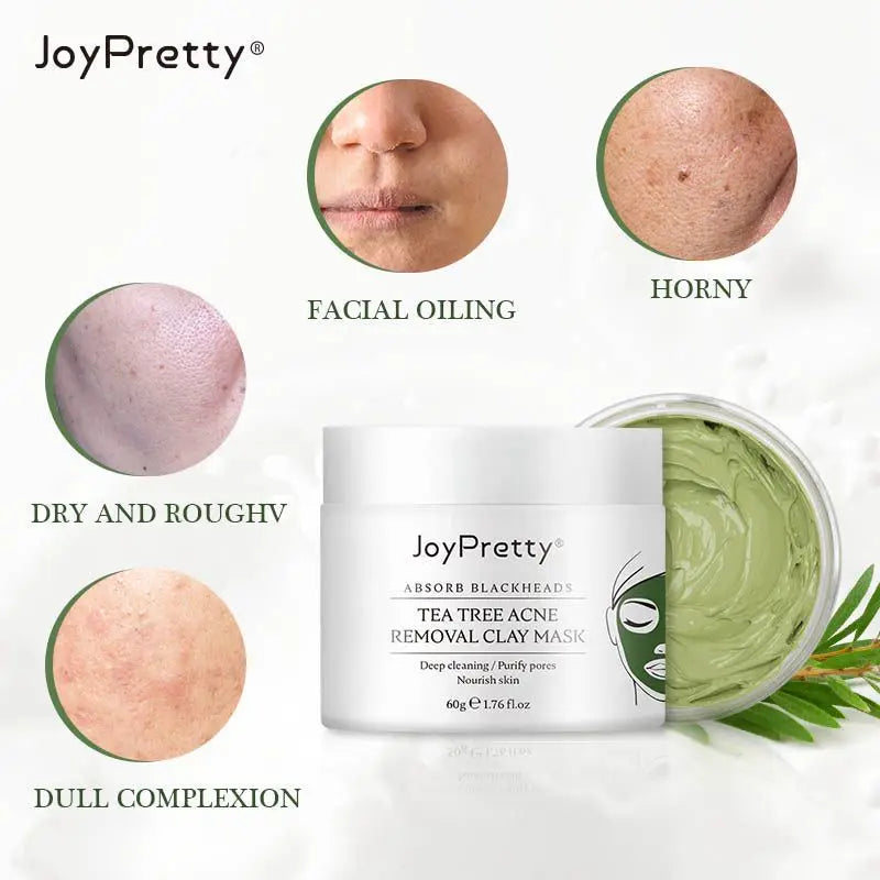 JoyPretty Tea Tree Acne Treatment Facial Mask Shrink Pores Cleaning Blackhead Remove Oil Control Pimple Skin Care Face Clay Mask