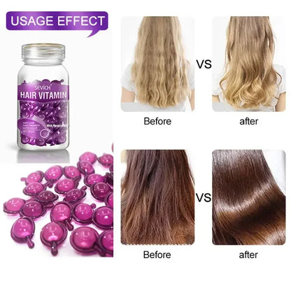 30pcs/lot Moroccan Hair Oil Smooth Silky Hair Vitamin Capsule Keratin Complex Oil Care Repair Damaged Hairs Serum Anti-Loss 2024