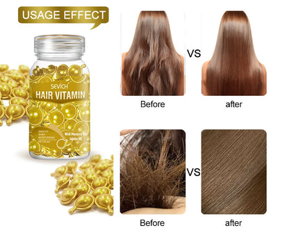 30pcs/lot Moroccan Hair Oil Smooth Silky Hair Vitamin Capsule Keratin Complex Oil Care Repair Damaged Hairs Serum Anti-Loss 2024