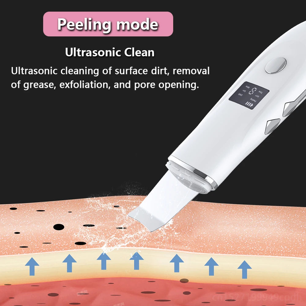 Ultrasonic Peeling Remover Blackhead Facial Skin Scrubber Facial Shovel Deep Cleaning Face Lifting Removal Pore Acne EMS Lift