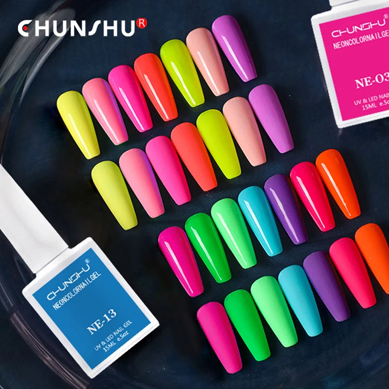 15ml Gel Nail Polish Semi Permanent Neon Color Hybrid Varnishes Nails Art Soak Off UV LED Gel Lacquer For Manicures Long Lasting