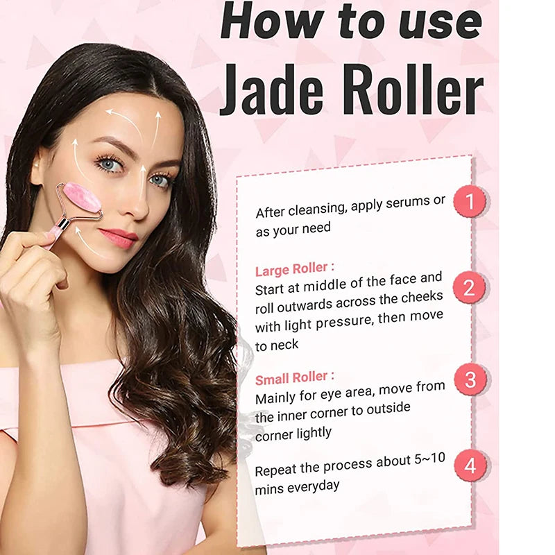 Jade Roller Gua Sha Facial Beauty Roller Skin Care Tools Quartz Massager for Eyes Neck Body Muscle Relaxing Relieve Wrinkles