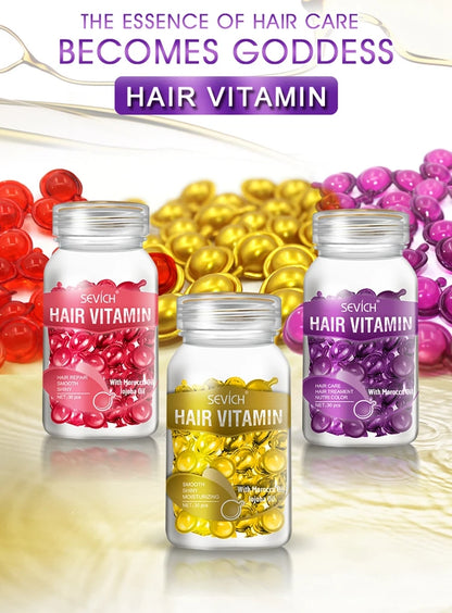 30pcs/lot Moroccan Hair Oil Smooth Silky Hair Vitamin Capsule Keratin Complex Oil Care Repair Damaged Hairs Serum Anti-Loss 2024