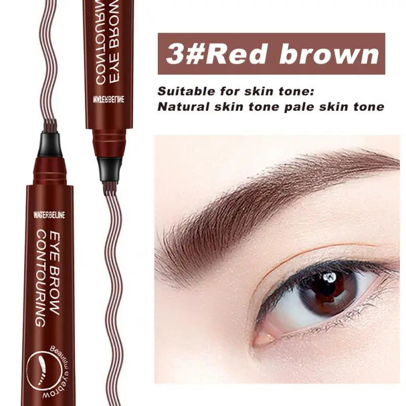 4-Jaw Liquid Eyebrow Pencil Natural Stereo Tattoo Wild Eyebrow Pen Lasting Waterproof Anti-sweat Non-smudged Eyes Makeup Tool