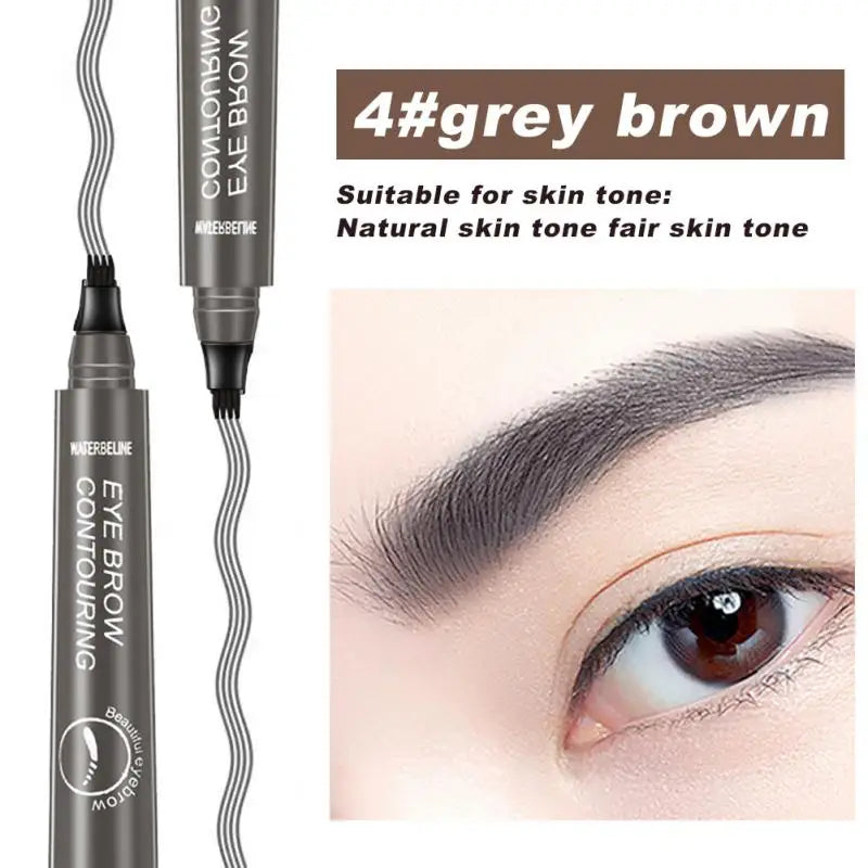 4-Jaw Liquid Eyebrow Pencil Natural Stereo Tattoo Wild Eyebrow Pen Lasting Waterproof Anti-sweat Non-smudged Eyes Makeup Tool