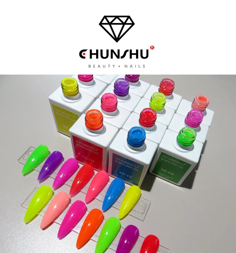 15ml Gel Nail Polish Semi Permanent Neon Color Hybrid Varnishes Nails Art Soak Off UV LED Gel Lacquer For Manicures Long Lasting