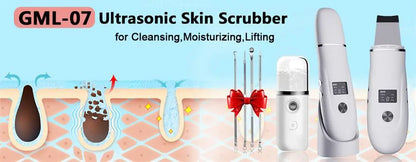 Ultrasonic Peeling Remover Blackhead Facial Skin Scrubber Facial Shovel Deep Cleaning Face Lifting Removal Pore Acne EMS Lift