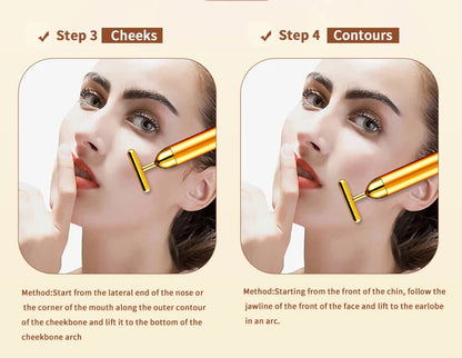 T-Shaped Thin Face Stick 24k Golden Facial Lifting Massager Roller Vibrating Body Skin Tighten Anti-Wrinkle Face-Lift Device