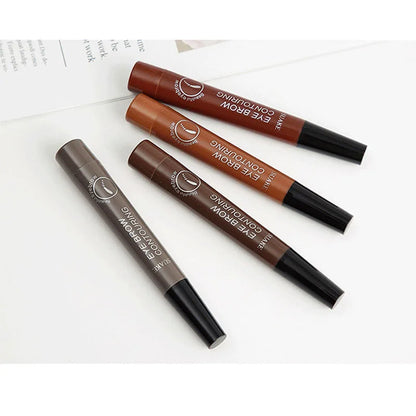 Four pronged liquid eyebrow pencil, long-lasting, non smudging, waterproof, and sweat resistant. Available in 5 colors