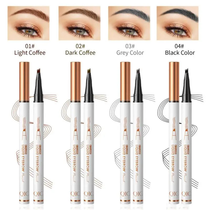 4-Jaw Liquid Eyebrow Pencil Natural Stereo Tattoo Wild Eyebrow Pen Lasting Waterproof Anti-sweat Non-smudged Eyes Makeup Tool