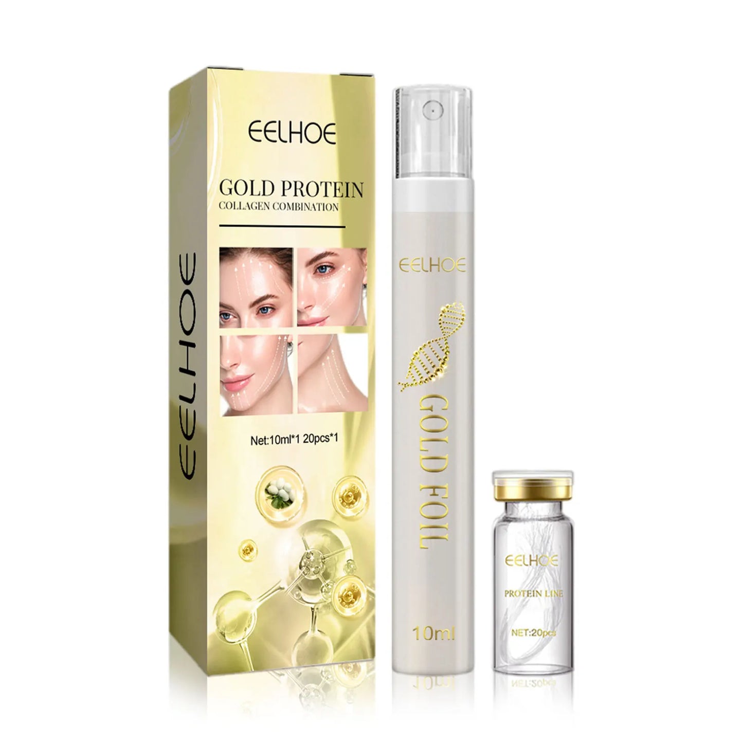 Facelifting Threads Soluble Protein Thread And Nano Gold Essence Combination Absorbable Collagen Thread For Face Lift