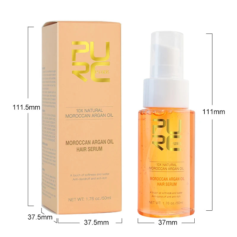 PURC Argan Oil Hair Serum Smoothing Essence Soft Repair Damaged Frizz Anti-Dandruff Scalp Treatment Hair Care Beauty Health 50ml