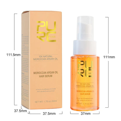 PURC Argan Oil Hair Serum Smoothing Essence Soft Repair Damaged Frizz Anti-Dandruff Scalp Treatment Hair Care Beauty Health 50ml