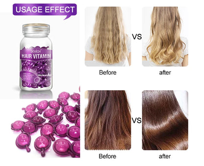 30pcs/lot Moroccan Hair Oil Smooth Silky Hair Vitamin Capsule Keratin Complex Oil Care Repair Damaged Hairs Serum Anti-Loss 2024