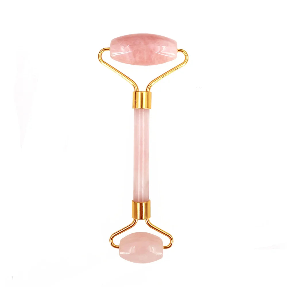 Natural Rose Quartz Jade Roller Gua Sha Set Facial Body Massager Roller Jade Stone Massage Set Face Lifting Beauty Massage Tool