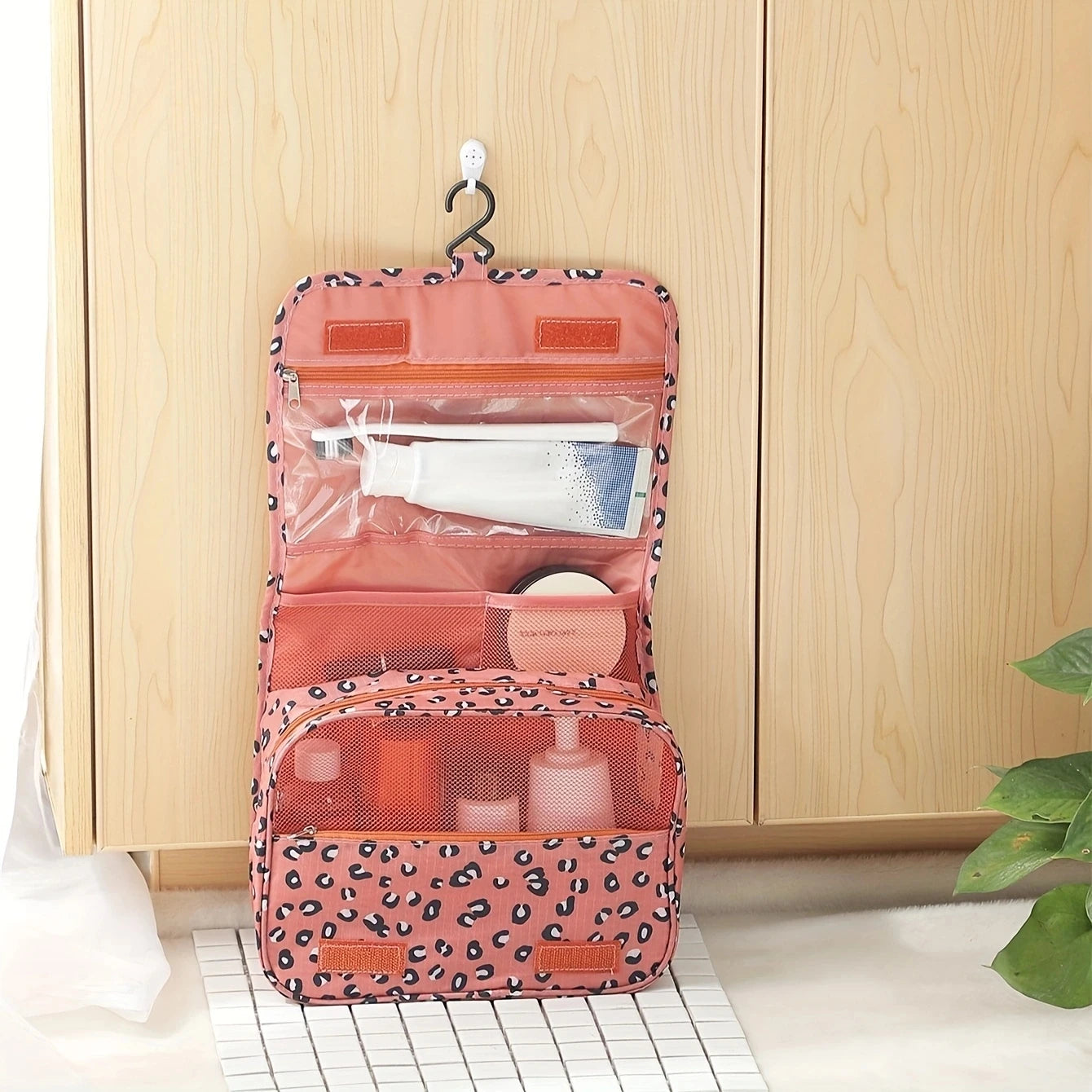 1pc-Foldable Toiletry Bag Organizer Hanging Storage Bag Bathroom Makeup Bag Case Travel Dry And Wet Separation Cosmetic Bag