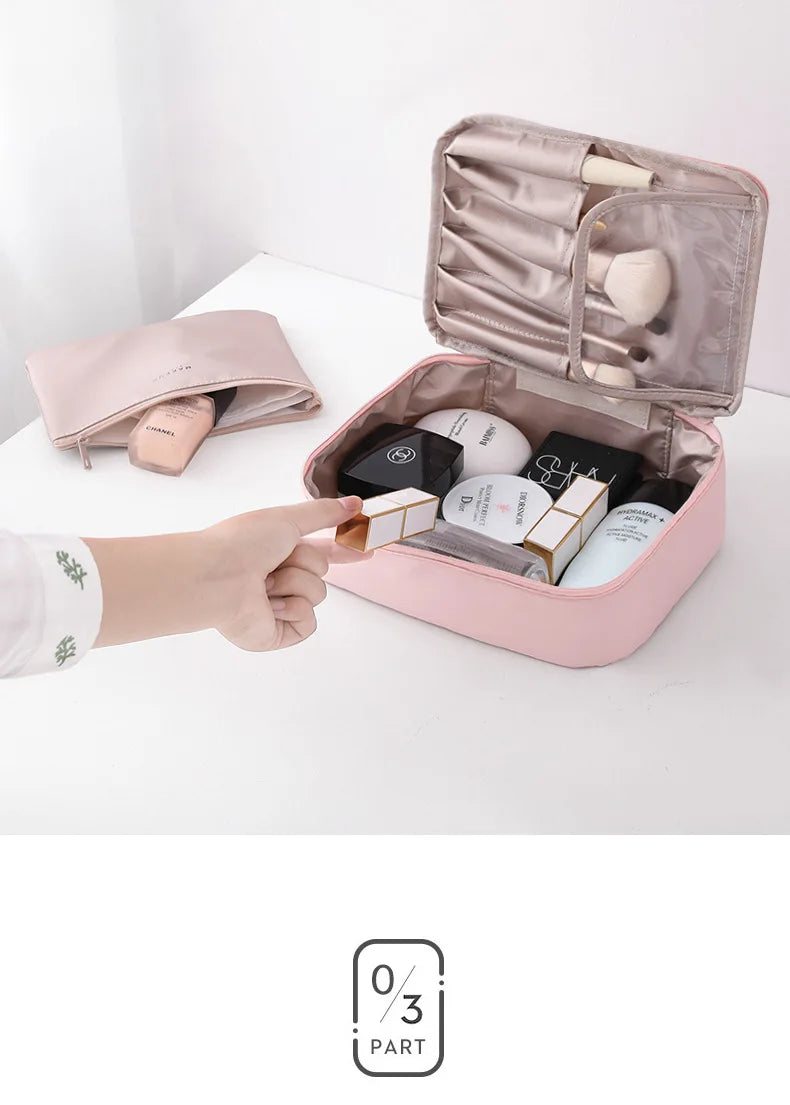 Ladies Portable High Appearance Index Cosmetic Bag Large-capacity Travel Washing Bag Three-dimensional Makeup Storage Bag