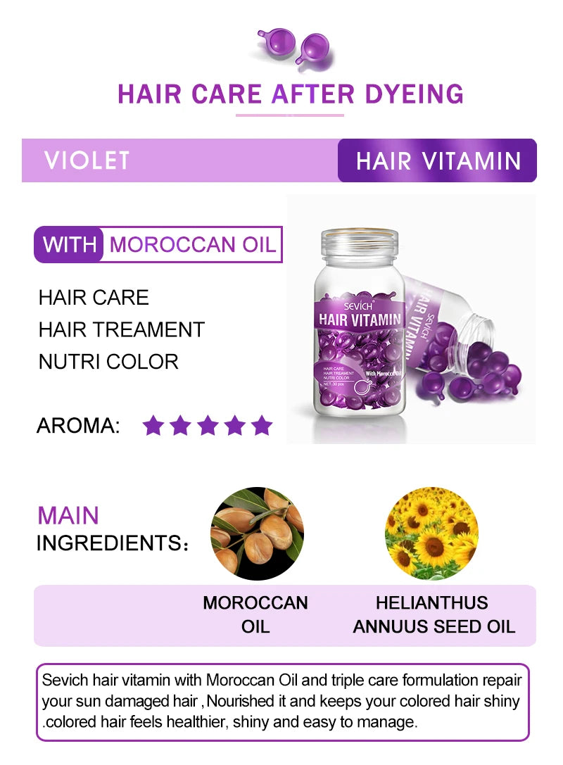 30pcs/lot Moroccan Hair Oil Smooth Silky Hair Vitamin Capsule Keratin Complex Oil Care Repair Damaged Hairs Serum Anti-Loss 2024